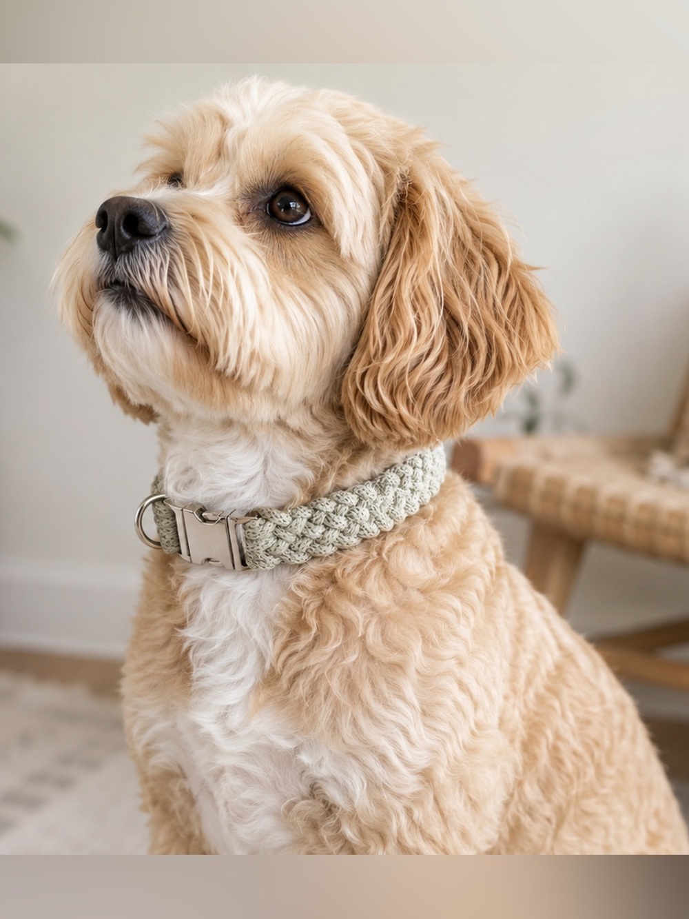 Sage Cotton Dog Collar - Small 13.5”